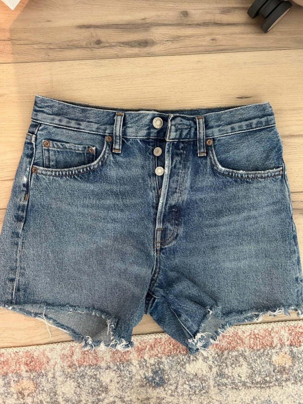 Agolde Medium Blue Parker Long Shorts - Like New